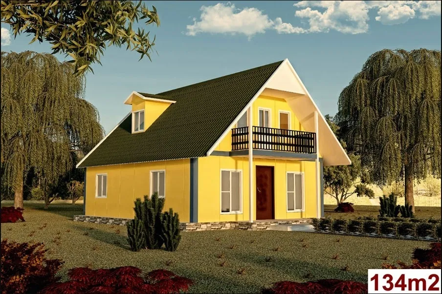 134 m2 Çift Katlı Prefabrik Ev